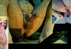 Amateur masturbates with dildo for anal orgasm and cumshot.