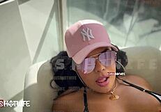 married woman shows off on the balcony