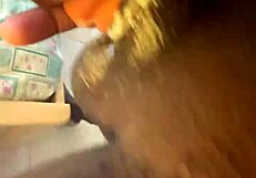 using sextoy for deep throat after work, quick cum