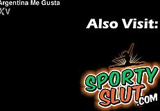 Beautiful busty teen brunette teases with cameltoe in tight leggings