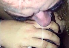 blonde bbw slurping on big black cock?