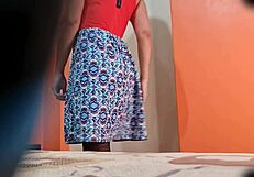 Hey, check out my Colombian stepsister changing her clothes in the room, she's got such a cute style with that miniskirt and all.