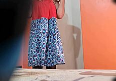 Hey, check out my Colombian stepsister changing her clothes in the room, she's got such a cute style with that miniskirt and all.