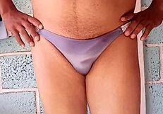 Wearing My Lover's Shiny Blue Panties In The Usa