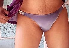 Wearing My Lover's Shiny Blue Panties In The Usa