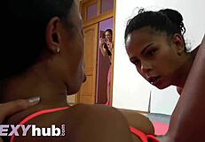 Ebony uk babe lola marie licks pussy and sucks cock