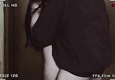 WTF! Girl in Skirt and Fishnet Stockings Gets Fucked and Creampied in Elevator!