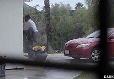 Interracial couple enjoys intimate moment together