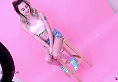 Sexy teen 18+ blonde swallows cum from step-dad