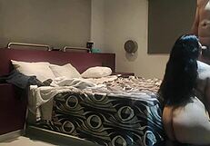 Staying in a motel with dual camera views.