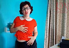 The Secretary Displays Under The Desk On Camera