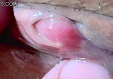 Emotional close up of wife's shaved pussy after 106 days