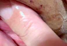 Emotional close up of wife's shaved pussy after 106 days