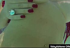 Gorgeous vicky vette uses her metal dildo