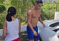 colombian athenea rose has sex at public car wash