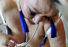 Oh wow, this mature cocksucker licks balls in all her glory!