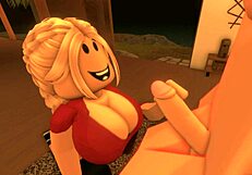 roblox girl sucks small cock of royal boyfriend in handjob session