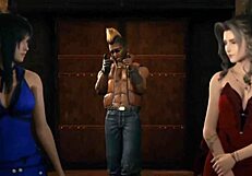 Aerith and Tifa entertain horny goons in this FF7R scene with clothes ripped 😏