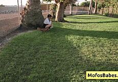 I reveal my big natural tits to my friend outdoors with tomie tang.