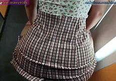 public elevator blowjob leading to facial cum! intense humiliation!