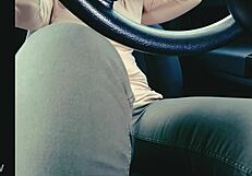 older sister wets herself in jeans stuck in traffic