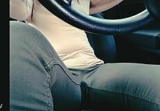 older sister wets herself in jeans stuck in traffic