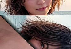 Mature Model Strolls Along the Beach in a Relaxed Manner