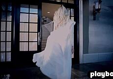 Busty Blonde Cougar Poses Naked in Sexy Lingerie for Playboy