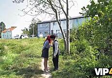 Vip4k Sexy Redhead Olivia Flashes Red Lingerie And Fucks In Public While Bf Watches