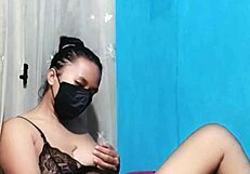 hey check this bikini girl using a dildo to masturbate solo