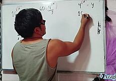 Asian Girl With Brown Eyes In Bedroom Algebra Lesson