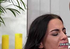 Adorable idol fills her juicy hole with warm pee and squirts everywhere!