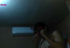 i'm a latina bbw in lingerie giving footjob with my big tits out