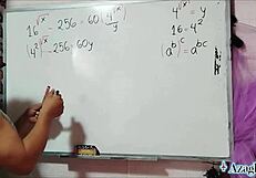 Asian Girl With Brown Eyes In Bedroom Algebra Lesson