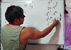 Asian Girl With Brown Eyes In Bedroom Algebra Lesson