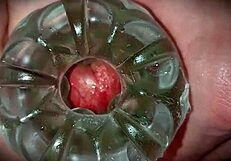 Watch this close up oozing cum from young solo masturbation with toys
