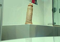 Huge dildo used intensely for deep pleasure