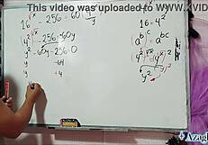 Asian Girl With Brown Eyes In Bedroom Algebra Lesson