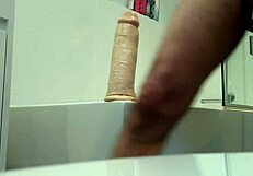 Huge dildo used intensely for deep pleasure