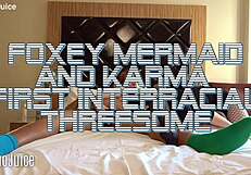 foxey mermaid and karma take on big black cock in interracial threesome, stretching pussies wide!