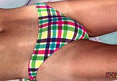 hey did you ever try masturbating in a sexy bikini like this handjob ejaculation at the beach outdoor