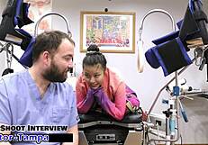 The doctor turns this brunette into his moaning sex slave with toys and creampie