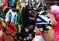 playing with a sex doll's ass and toys