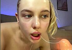 Sloppy blowjob with wet tits and deepthroat in oil