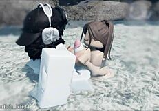 Asian baddie enjoys outdoor hot spring sex with follower in session