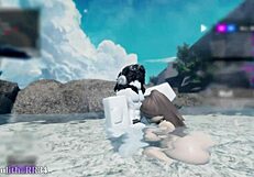 Asian baddie enjoys outdoor hot spring sex with follower in session