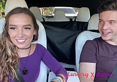 sexy teen fucking on road trip pulls over for a facial