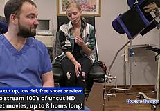 dr tampa conducted ava siren's first gyno exam. the petite blonde spread her pussy in latex gloves for a detailed pov inspection.