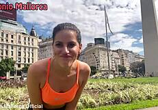 argentinian fitness babe gets picked up at gym for big cock blowjob