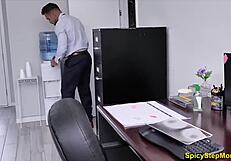 The new boss milf gives amazing blowjob in office pov